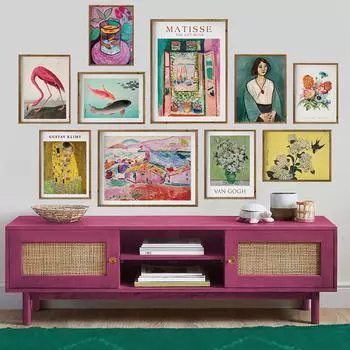 Эклектичная галерея, настенные художественные принты, Матисс Густав Климт, Ван Гог, холст, живопись, яркий постер, настенная картина для декора гостиной 21x30cm No Framed