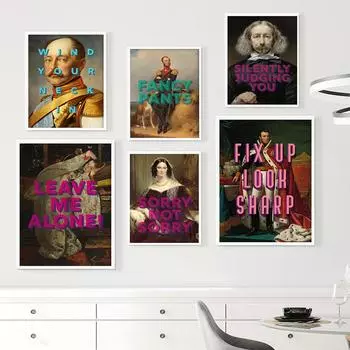 Эклектичный причудливый постер с цитатой Художественная печать Забавный юмор Женщина Мужчина Настенная галерея Винтажная типография Абстрактная фигура Декор для дома 21x30cm No Framed
