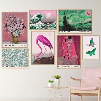 Эклектичный принт, растение, настенное искусство, цветок, постер, богемная декоративная винтажная картина маслом 21cm30cm NoFrame