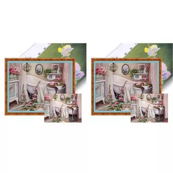 Эко-хлопковая нить с полной вышивкой, 11CT, набор для вышивки крестом для ванной комнаты, 50x40 см