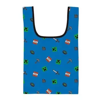Эко-сумка K Company Minecraft Petit с карманом, синяя, В405 x Ш240 мм MCT-PPE-BL