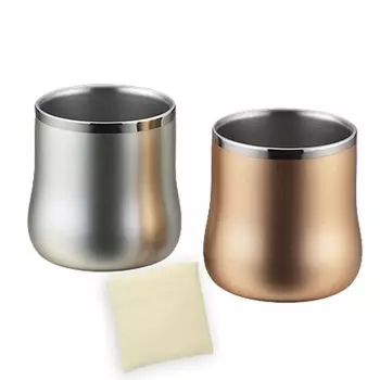 Эко-сумка Походный тамблер Нержавеющая сталь Двойная структура DX Бесплатная чашка Пара Шампань Серебро 230 мл Сделано в Японии J-kitchens & 18-8 Золото/Шампань