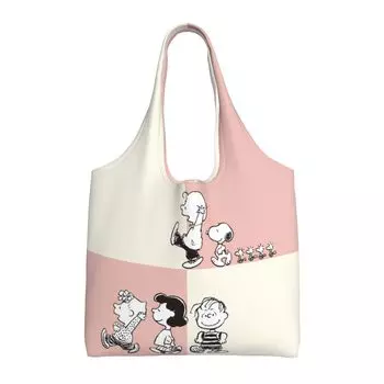 Эко-сумка Snoopy, большая вместительная складная компактная холщовая пластиковая сумка для покупок, легкая сумка-тоут, сумка-тоут, магазин товаров аниме
