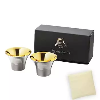 Эко-сумка, стакан для саке Fuji, чашка 2P, средняя, золотая, 75 мл. Сделано во Вьетнаме Сделано в Японии J-kitchens & Mt. / серебряный