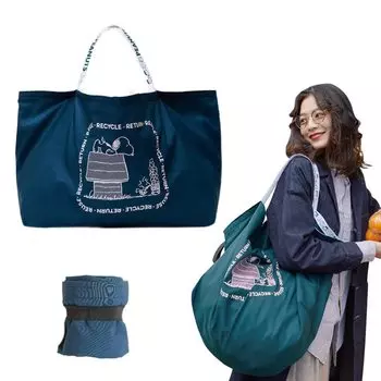 Эко-сумка Сумка для покупок Snoopy Большая вместимость Сумка для покупок Большая вместимость Водонепроницаемая прочная популярная сумка для покупок Многоразовая (синий)