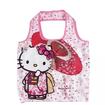 Эко-сумка Yasuda Tsusho Hello Kitty с японским узором, японский зонт Sakura, эко-сумка KT Wa 303 x H37,5 W45,5 см