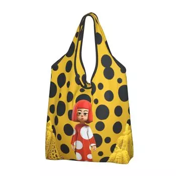 Эко-сумка Yayoi Kusama, легкая складная сумка, большая вместимость, водонепроницаемая сумка для покупок, многофункциональная, для магазинов у дома, женская компактная сумка