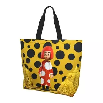 Эко-сумка Yayoi Kusama, сумка-тоут, сумка через плечо, большая вместительная сумка для покупок, сумка для магазинов шаговой доступности, легкая водонепроницаемая сумка для покупок