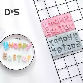 Экологически чистая английская буквенная форма, легкая деформация, привлекательная силиконовая форма для счастливой Пасхи, буквы розовый