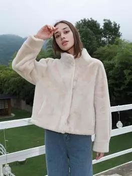 Экологически чистая меховая куртка из норки для женщин зимой, короткая, маленькая, молодая и из искусственного меха для стройного и элегантного образа M цветочные белый