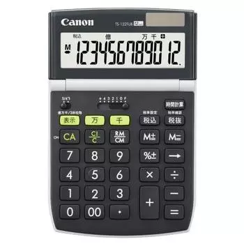 Экологически чистый калькулятор Canon TS-122TUB (Пластиковый материал из биомассы/Наклонная столешница/12 цифр/Миллион единиц/Большой дисплей/Бизнес)