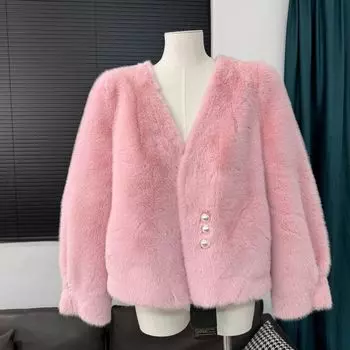 ~ Экологически чистый мех имитация норки женская шуба шуба специальная распродажа, мех универсальный One size озеро синий