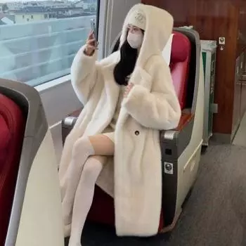 Экологически чистый мех Luoan, интегрированное пальто из искусственного меха, женское зимнее пальто из толстой овечьей шерсти, высококачественная норковая бархатная шуба XS белый