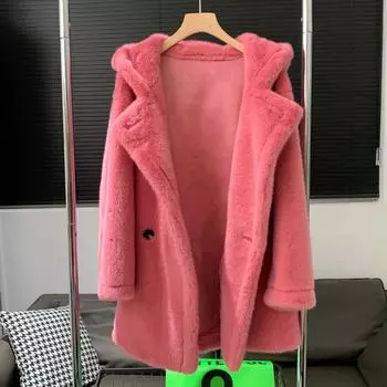 ~ Экологически чистый мех, пушистая шуба имитация норки шуба ягненок One size слоновая кость