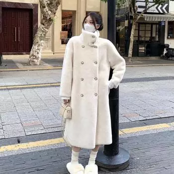 Экологически чистый мех шуба женская новая свободная и тонкая воротник стойка длинная искусственная норковая шуба интегрированная S чёрный