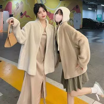 Экологически чистый модный мех для женщин осень-зима новая меховая куртка из искусственной норки с интегрированным флисом средней и длинной длины повседневное пальто S 85 - 55 kg