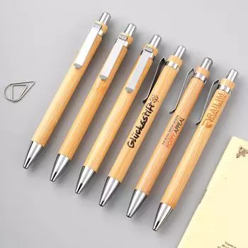 Экологичная бамбуковая шариковая ручка с металлическим клипом - Устойчивая к насекомым и плесени, настраиваемый дизайн Bullet Type 1.0