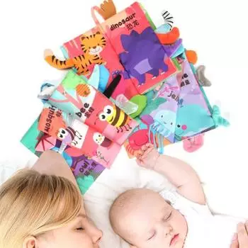 Экологичная игрушка для развития мозга льва и тигра, уютная детская игрушка с мягким хвостом, тканевая книга для детей 0-3 лет, погремушка B