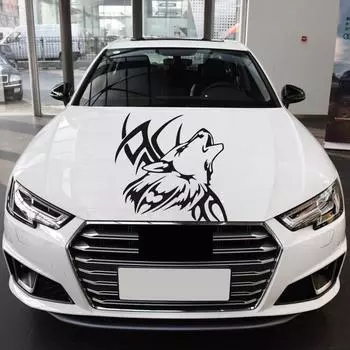 Экологичная красивая татуировка на автомобиль с изображением волка, крутая наклейка на автомобиль, привлекающая внимание для автомобиля чёрный