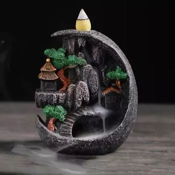 Экологичная курильница с водопадом, анти-засорение, украшение для комнаты, винтажная курильница с горным водопадом, декор для комнаты для йоги A