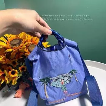 Экологичная нейлоновая сумка для покупок с японской цветочной вышивкой