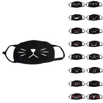 Экологичная нетканая маска для лица с милым мультяшным выражением лица, принтованный дизайн, мягкая маска для рта