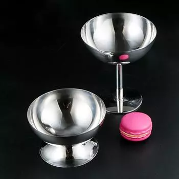 Yousheng Ice Cream Cup Creative Goblet Retro Shape Multifunction Stainless Steel Candle Cup Fruit Salad Pudding Container Kitchen Appliances A