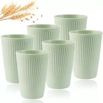 Экологичная пшеничная солома 6 шт./комплект, небьющиеся многоцелевые стаканчики для питья, биоразлагаемые круглые стаканчики для зубных щеток, без бисфенола А 6Pcs