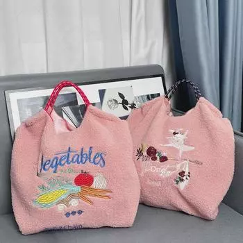 Экологичная японская вышитая плюшевая зимняя сумка через плечо Medium [Excluding Shoulder Strap]