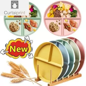 Экологичная разделенная тарелка из пшеничной соломы, фруктовый салат, поднос для еды, обеденная тарелка, тарелка с отделением, кухонная посуда, тарелки бежевый