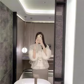 Экологичная шуба в стиле знаменитости, женская, нежная, белая, корейская, искусственный мех, шуба с поясом, одно пальто S белый