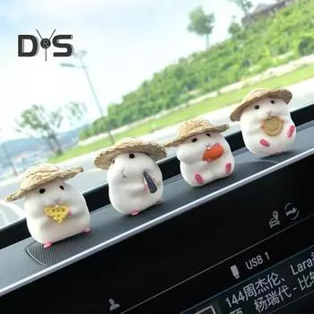 Экологичная скульптура хомяка в соломенной шляпе. Уникальная автоматическая миниатюрная скульптура хомяка-еда.