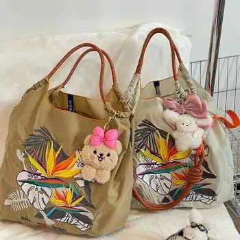 Экологичная сумка через плечо с вышивкой в виде тропического леса Medium