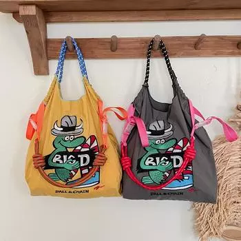 Экологичная сумка для покупок из нейлона с вышивкой под японского крокодила