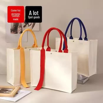 Экологичная утолщенная трехмерная холщовая сумка с напечатанным логотипом для поездок на работу 30*35*15 красный