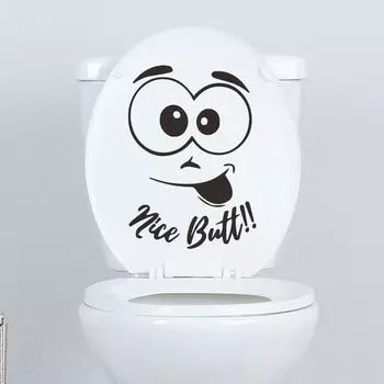 Экологичные наклейки для ванной комнаты Симпатичные наклейки на крышку унитаза Улыбающееся лицо Наклейки на унитаз Фон Wall 1