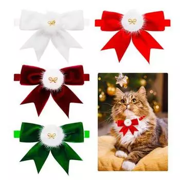 Экологичные яркие цветные аксессуары для домашних животных, ошейник-бантик, новогодний рождественский реквизит для фотосъемки белый