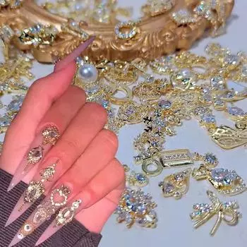 Экологичные украшения для ногтей с блестками и цирконом с 3D-эффектом