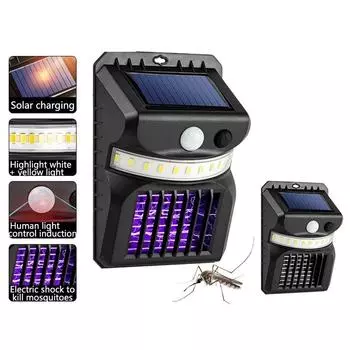Экологичный фонарь от комаров, водонепроницаемый, работающий на солнечной энергии, уничтожитель насекомых, простой в установке, датчик движения, ультрафиолетовый фонарь от насекомых Type A-1pcs
