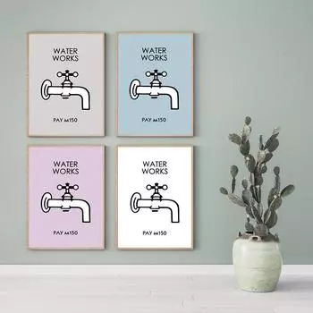 Экономьте воду, постеры для стирки, картины на холсте, красочные ретро-цитаты, настенные художественные принты, картинки для ванной комнаты, украшения дома 21x30cm No Framed красный