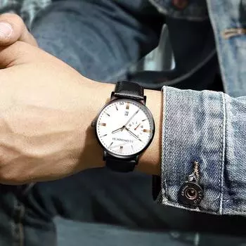 Экономические мужские часы персонализированные светящиеся часы имитация спортивных кожаных деловых часов мужские часы Relojes Hombres