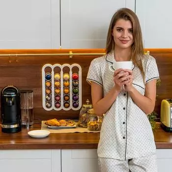 Экономия места, стабильная, практичная, большая емкость, настенный органайзер для кофейных капсул, держатель, стеллаж для хранения капсул белый