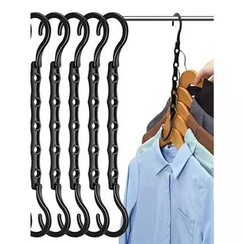 Экономящие место вешалки для хранения Многофункциональные пластиковые вешалки для одежды Вращающиеся вешалки-органайзеры 5 отверстий Magic Closet Гардеробный органайзер чёрный