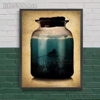 Экосистема Далам Ботол Сени Диндинг Канвас Лукисан Орангутанг, Беруанг Кутуб, Пенью, Панда Ракшаса Сени Плакат и Четак Декораси Румах Сени Без рамки 21*30cm