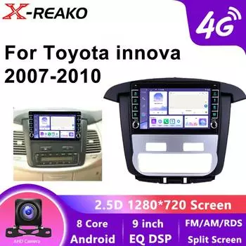 Экран CarPlay Радио для Toyota Innova 2007 - 2010 Android 12 Авто Мультимедиа GPS 4G 8Core Плеер Авторадио Стерео Навигация 8 core 4GB+64GB