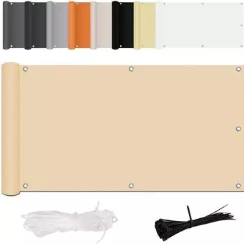 Экран для конфиденциальности на балконе, без сверления, от ветра и ультрафиолета, с монтажными принадлежностями, полиэстер, для перил балкона, патио и сада One Size