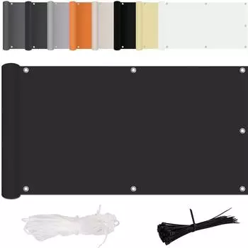 Экран для конфиденциальности на балконе, без сверления, от ветра и ультрафиолета, с монтажными принадлежностями, полиэстер, для перил балкона, патио и сада One Size бежевый