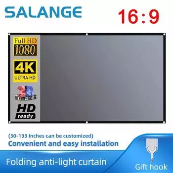 Экран проектора Salange 72 84 100 120 дюймов 16:9 светоотражающих мета-проекций высокой яркости для дома, наружного офиса, портативного устройства