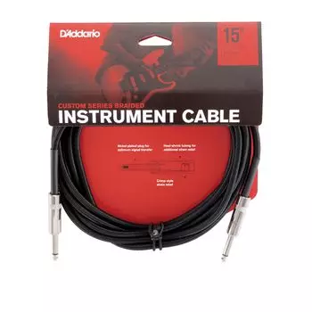 Экранированный кабель D Addario (Гитарный щит) Кабель для инструментов Custom Series плетеный черный PW-BG-15BK (4,6 м СС) []