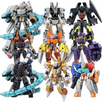 Экзоскелет меха строительные блоки мелкие частицы миниатюрный боевой робот сборная модель мальчики и девочки подарок детская игрушка PDF Manual